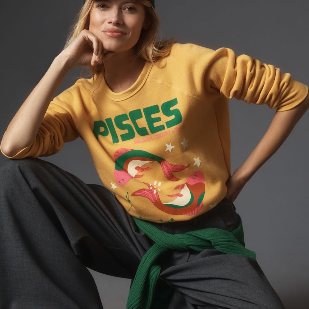 Midnight Rider Yellow Crewneck Sweatshirt with Teal Accent